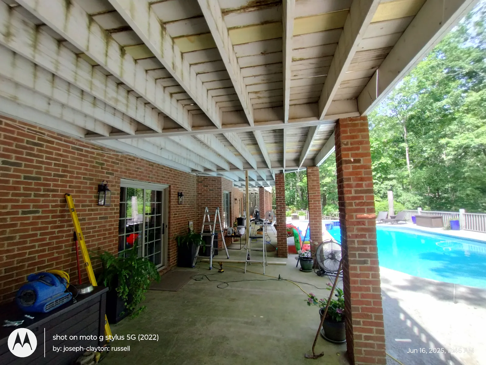 A completed deck and railing build
